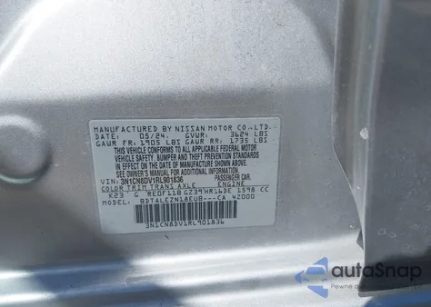 2024 Nissan Versa 1.6 S from USA, damaged, VIN 3N1CN8DV1RL901836